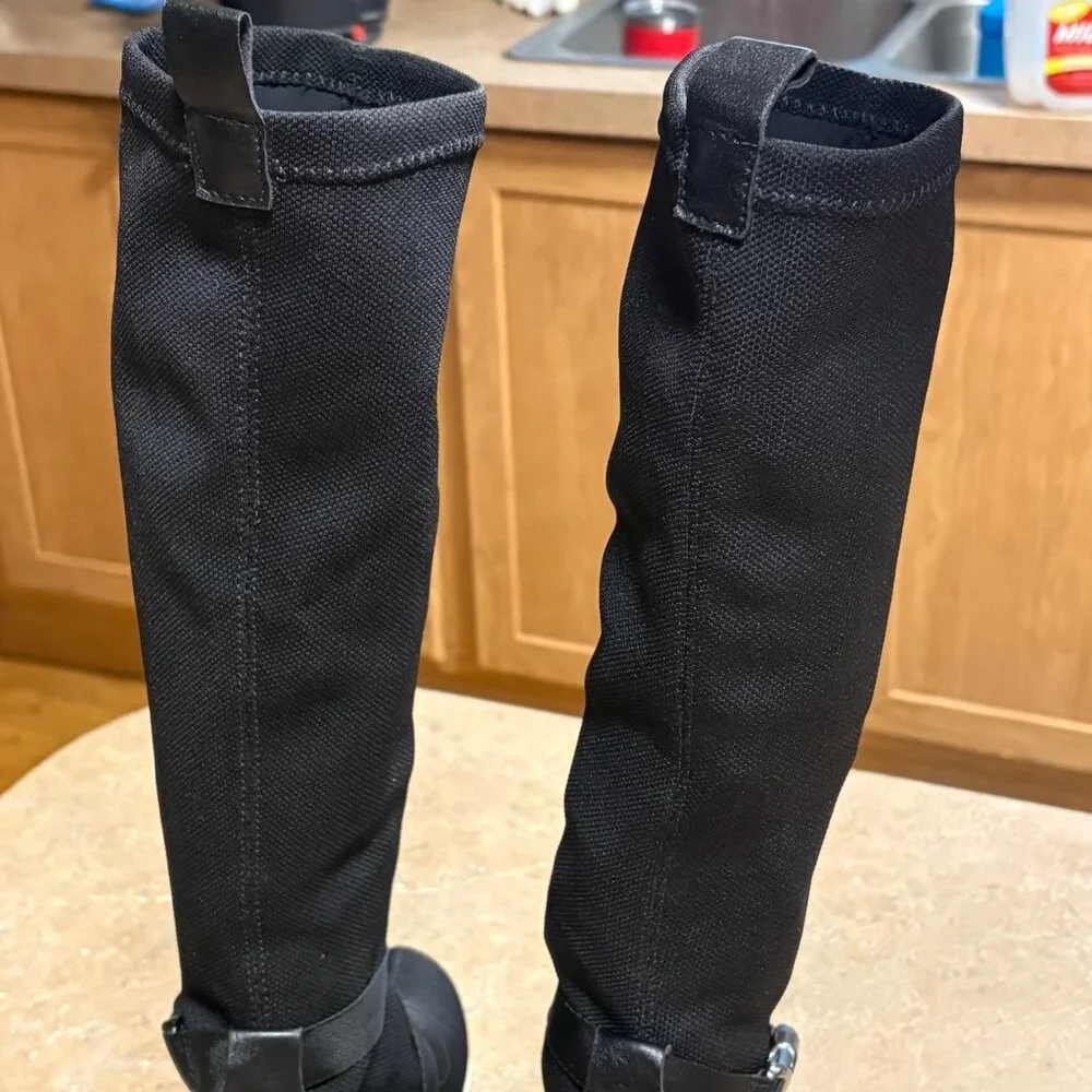 Gadea Black Stretch Sock Buckle Boots Leather Heels Made In Spain 37 Extralight - Picture 5 of 15